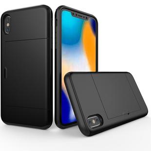 For iPhone X / XS Shockproof Rugged Armor Protective Case with Card Slot(Black)