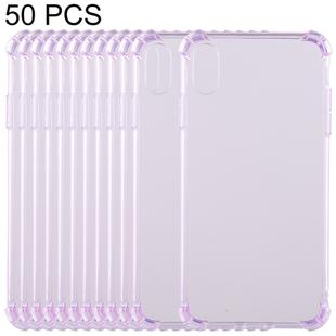 For iPhone X / XS 50pcs 0.75mm Dropproof Transparent TPU Case(Purple)