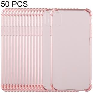 For iPhone XS Max 50 PCS 0.75mm Dropproof Transparent TPU Case (Pink)