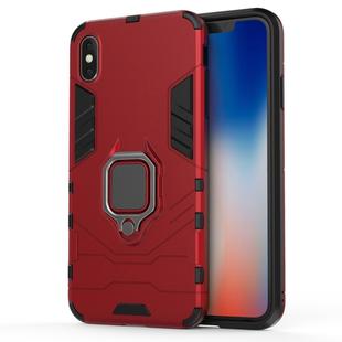 PC + TPU Shockproof Protective Case with Magnetic Ring Holder For iPhone XS Max (Red)
