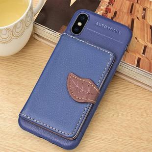 For iPhone XS Max Litchi Texture PU + TPU Horizontal Flip Leather Case with Holder & Card Slots & Wallet & Photo Frame (Blue)