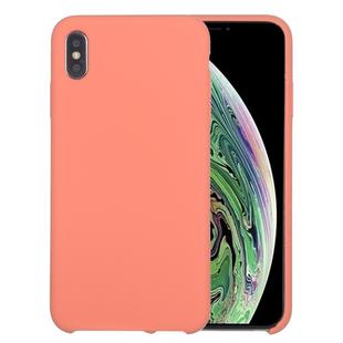 For iPhone XS Max Four Corners Full Coverage Liquid Silicone Protective Case Back Cover(Light Orange)
