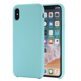 For iPhone XS Max Four Corners Full Coverage Liquid Silicone Protective Case Back Cover (Baby Blue)