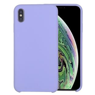 For iPhone XS Max Four Corners Full Coverage Liquid Silicone Protective Case Back Cover(Light Purple)