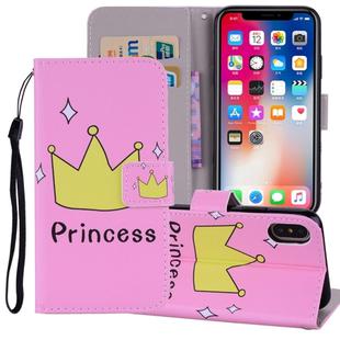 Crown Pattern Colored Drawing Horizontal Flip Leather Case for  iPhone XS Max  6.5 inch, with Holder & Card Slots & Wallet & Lanyard 