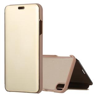 For iPhone XS Max Electroplating Mirror Horizontal Flip Leather Case with Holder(Gold)