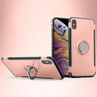 For iPhone XS Max Magnetic 360 Degrees Rotation Ring Armor Protective Case(Rose Gold)