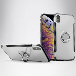 For iPhone XS Max Magnetic 360 Degrees Rotation Ring Armor Protective Case(Silver)