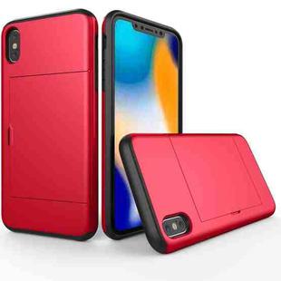 For iPhone XS Max Shockproof Rugged Armor Protective Case with Card Slot(Red)