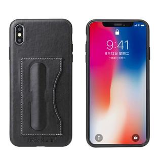 For iPhone XS Max Fierre Shann Full Coverage Protective Leather Case with Holder & Card Slot(Black)