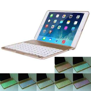 2 in 1 For iPad Air 2 Foldable Adjustable (0 - 135 Degrees) Aluminium Alloy Tablet Tablet Case Holder + Slim Bluetooth V3.0 Keyboard with 7 Colors LED Backlights & Intelligent Inductive Switch Function, Operation Distance: within 10m(Gold)