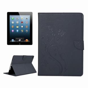 For iPad Air Pressed Flowers Butterfly Pattern Horizontal Flip PU Leather Case with Magnetic Buckle & Holder & Card Slots & Wallet(Black)
