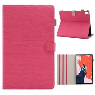 ENKAY Wood Texture + Plastic Bottom Case Horizontal Flip Leather Case for iPad Pro 11 inch (2018) , with Holder & Sleep / Wake-up Function (Rose Red)