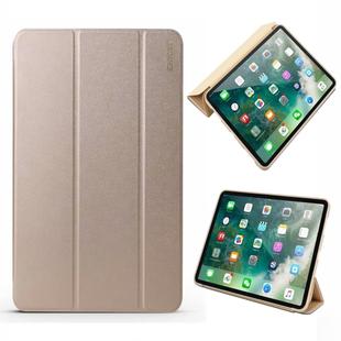 ENKAY Lambskin Texture + TPU Bottom Case Horizontal Flip Leather Case for iPad Pro 11 inch (2018)，with Three-folding Holder & Sleep / Wake-up Function (Gold)