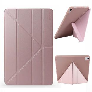 ENKAY Lambskin Texture + TPU Bottom Case Horizontal Deformation Flip Leather Case for iPad Pro 11 inch (2018)，with Three-folding Holder & Sleep / Wake-up Function (Rose Gold)