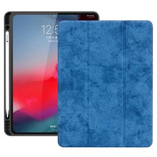 Horizontal Flip Leather Case with Pen Slot  Three-folding Holder & Wake-up / Sleep Function for iPad Pro 12.9 (2018)(Blue)