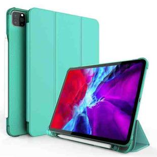 Three-folding Shockproof TPU Protective Case for iPad Pro 11 inch (2018) / (2020), with Holder & Pen Slot(Mint Green)