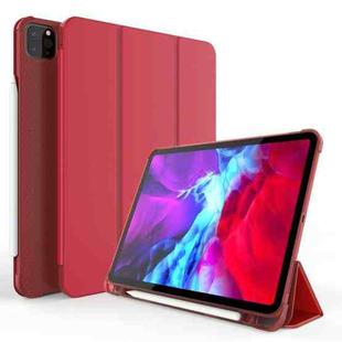 Three-folding Shockproof TPU Protective Case for iPad Pro 11 inch (2018) / (2020), with Holder & Pen Slot(Red)
