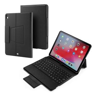 Colored Backlight Bluetooth Keyboard with Leather Flip Tablet Case for iPad Pro 11 (2018) (Black)