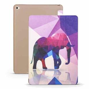 Elephant Pattern Horizontal Flip PU Leather Case for iPad Mini 2019, with Three-folding Holder & Honeycomb TPU Cover