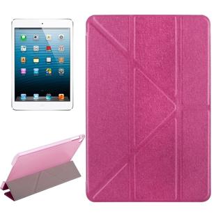 Transformers Style Silk Texture Horizontal Flip Solid Color Leather Case with Holder for iPad Mini 2019 (Magenta)