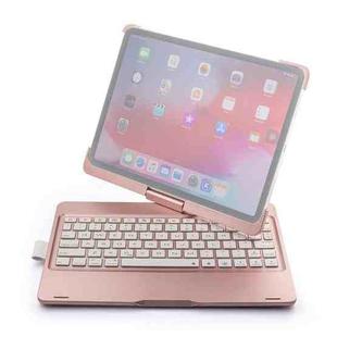 360 Degrees Rotation Colored Backlight Bluetooth Keyboard with ABS Tablet Case for iPad Pro 11 (2018)(Rose Gold)