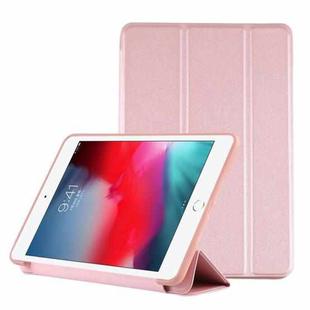 PU Plastic Bottom Case Foldable Deformation Left and Right Flip Leather Case with Three Fold Bracket & Smart Sleep for iPad mini 2019 (Rose Gold)