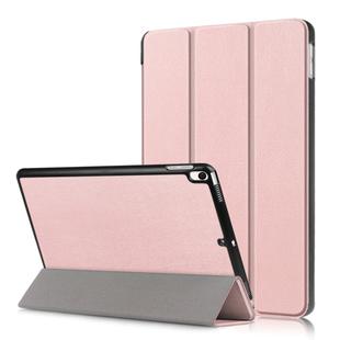 Custer Texture Horizontal Flip Leather Case for  iPad Air 2019 10.5 inch, with Three-folding Holder & Sleep / Wake-up Function (Rose Gold)