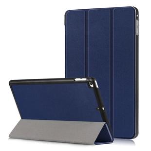 Custer Texture Horizontal Flip Leather Case for  iPad Mini 2019 & Mini 4, with Three-folding Holder & Sleep / Wake-up Function (Dark Blue)