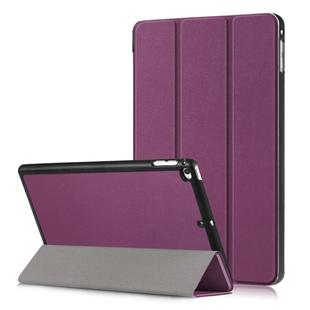 Custer Texture Horizontal Flip Leather Case for  iPad Mini 2019 & Mini 4, with Three-folding Holder & Sleep / Wake-up Function (Purple)