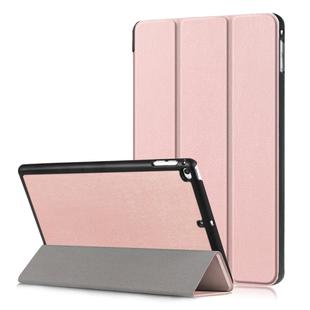 Custer Texture Horizontal Flip Leather Case for  iPad Mini 2019 & Mini 4, with Three-folding Holder & Sleep / Wake-up Function (Rose Gold)