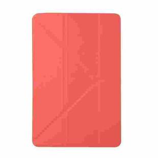 Honeycomb TPU Bottom Case Horizontal Deformation Flip Leather Case for iPad Mini 2019，with Holder (Red)