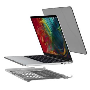 Multi-function Ultra-thin Translucent Heat Dissipation Laptop PC Protective Case for MacBook Pro 13.3 inch, with Holder & Handle & Slip-resistant Feet(Grey)