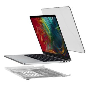 Multi-function Ultra-thin Translucent Heat Dissipation Laptop PC Protective Case for MacBook Pro 13.3 inch, with Holder & Handle & Slip-resistant Feet(Transparent)