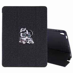 Embroidery Pattern Silk Texture Horizontal Flip Leather Case for iPad Air 2019 / Pro 10.5 inch, with Three-folding Holder & Sleep / Wake-up Function(Black)