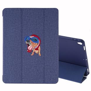 Embroidery Pattern Silk Texture Horizontal Flip Leather Case for iPad Air 2019 / Pro 10.5 inch, with Three-folding Holder & Sleep / Wake-up Function(Blue)