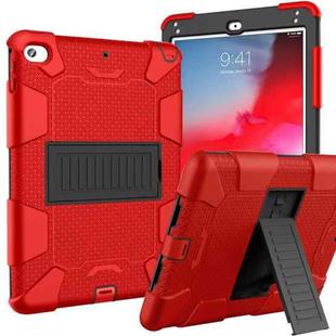 Shockproof Two-color Silicone Protection Shell for iPad Mini 2019 & 4, with Holder (Red+Black) 