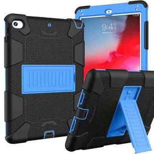 Shockproof Two-color Silicone Protection Shell for iPad Mini 2019 & 4, with Holder (Black+Blue) 