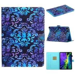 For iPad 11 Pro (2020) Painted Flower Totem Car Line TPU Horizontal Flip Leather Tablet Case with Holder & Card Slot & Sleep / Wake-up Function(Black Blue)