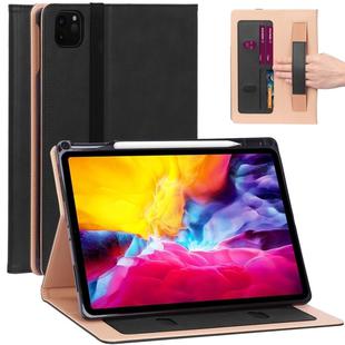 For iPad Pro 11 (2020) Retro Texture PU + TPU Horizontal Flip Leather Tablet Case with Holder & Card Slots & Hand Strap (Black)
