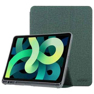 Mutural YASHI Series TPU + PU Cloth Pattern Texture Horizontal Flip Leather Case with Three-folding Holder & Pen Slot & Wake-up / Sleep Function For iPad Air 2022 / 2020 10.9(Green)
