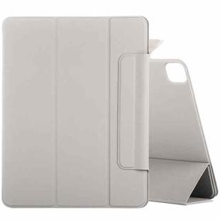 For iPad Pro 12.9 inch (2020) Horizontal Flip Ultra-thin Double-sided Clip Fixed Buckle Magnetic PU Leather Tablet Case With Three-folding Holder & Sleep / Wake-up Function(Grey)