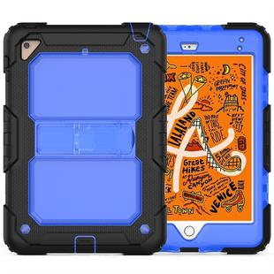 Shockproof Transparent PC + Silica Gel Protective Case for iPad Mini 2019 / Mini 4, with Holder & Shoulder Strap(Blue)