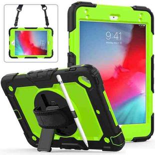 Shockproof Black Silica Gel + Colorful PC Protective Case for iPad Mini 2019 / Mini 4, with Holder & Shoulder Strap & Hand Strap & Pen Slot(Green)