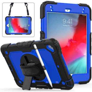 Shockproof Black Silica Gel + Colorful PC Protective Case for iPad Mini 2019 / Mini 4, with Holder & Shoulder Strap & Hand Strap & Pen Slot(Blue)