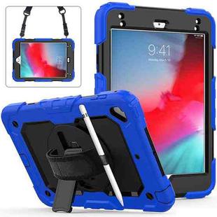Shockproof Colorful Silica Gel + PC Protective Case for iPad Mini 2019 / Mini 4, with Holder & Shoulder Strap & Hand Strap & Pen Slot(Blue)