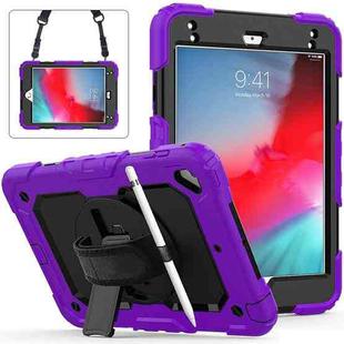 Shockproof Colorful Silica Gel + PC Protective Case for iPad Mini 2019 / Mini 4, with Holder & Shoulder Strap & Hand Strap & Pen Slot(Purple)