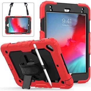 Shockproof Colorful Silica Gel + PC Protective Case for iPad Mini 2019 / Mini 4, with Holder & Shoulder Strap & Hand Strap & Pen Slot(Red)