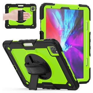 For iPad Pro 11 inch (2018) / Pro 11 inch (2020) Shockproof Black Silica Gel + Colorful PC Protective Tablet Case with Holder & Shoulder Strap & Hand Strap & Pen Slot(Green)