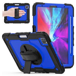 For iPad Pro 11 inch (2018) / Pro 11 inch (2020) Shockproof Black Silica Gel + Colorful PC Protective Tablet Case with Holder & Shoulder Strap & Hand Strap & Pen Slot(Blue)
